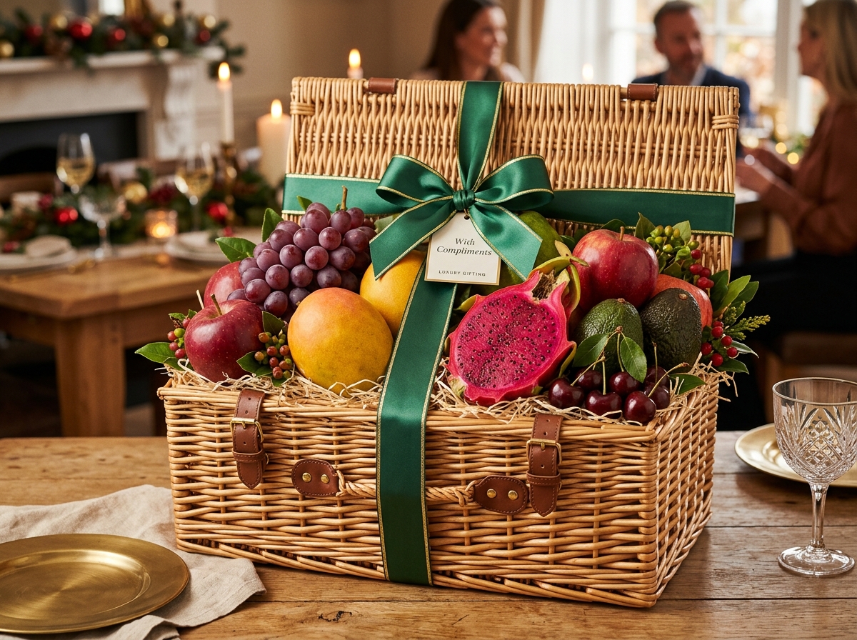 Manohar Fruit Luxury Gift Hamper Wicker Basket